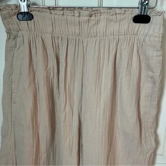Gap Crinkle Gauze Wide Leg Pants 100% Cotton Small Tan Lightweight Lagenlook - Picture 5 of 11